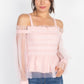 Sheer Mesh Open Shoulder Top