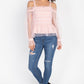 Sheer Mesh Open Shoulder Top