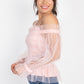 Sheer Mesh Open Shoulder Top