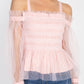 Sheer Mesh Open Shoulder Top