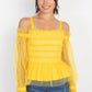 Sheer Mesh Open Shoulder Top