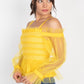 Sheer Mesh Open Shoulder Top