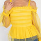 Sheer Mesh Open Shoulder Top