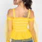 Sheer Mesh Open Shoulder Top