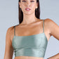 Sexy Spaghetti Strap Darted Under Bust Crop Top