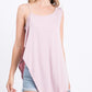 Solid Knit Top Is Fearing A Round Neckline And Side Hi-low