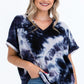 Tie-dye Top Featured In A V-neckline And Cuff Sort Sleeves