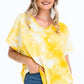 Tie-dye Top Featured In A V-neckline And Cuff Sort Sleeves