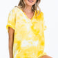 Tie-dye Top Featured In A V-neckline And Cuff Sort Sleeves