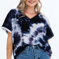 Tie-dye Top Featured In A V-neckline And Cuff Sort Sleeves