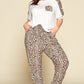 Plus Size Cute Animal Print Pocket French Terry Casual Top