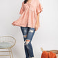 Bell Slvs Textured Cotton Gauze Button Front Tunic