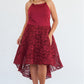 Plus Size Cabernet Square Neckline Hi-low Floral Lace Maxi Dress