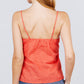 V-neck w/front bow tie eyelet woven cami top