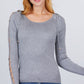 Long Sleeve W/strappy Detail Round Neck Rib Sweater Top