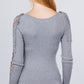 Long Sleeve W/strappy Detail Round Neck Rib Sweater Top