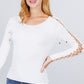 Long Sleeve W/strappy Detail Round Neck Rib Sweater Top