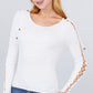 Long Sleeve W/strappy Detail Round Neck Rib Sweater Top