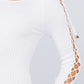 Long Sleeve W/strappy Detail Round Neck Rib Sweater Top