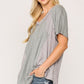 Rib Knit Mixed Dolman Sleeve Top With Round Hem