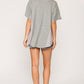 Rib Knit Mixed Dolman Sleeve Top With Round Hem