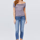 Short Sleeve Off The Shoulder Smocked Rayon Spandex Top
