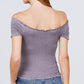 Short Sleeve Off The Shoulder Smocked Rayon Spandex Top