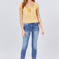Short Puff Sleeve Front Tie Detail Smocked Waist Knit Gauze Top