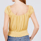 Short Puff Sleeve Front Tie Detail Smocked Waist Knit Gauze Top