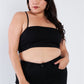 Plus Size Open Stripe Back Cami Strap Athletic Lounge Bra