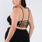 Plus Size Open Stripe Back Cami Strap Athletic Lounge Bra