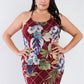 Plus Size Criss-cross Open Back Mini Floral Print Dress