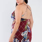 Plus Size Criss-cross Open Back Mini Floral Print Dress