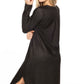 Lace Up V Neck Loose Tunic Dress