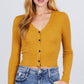 Long Sleeve V-neck W/button Down Crop Cardigan
