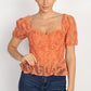 Sheer Lace Sweetheart Flounce Top