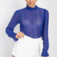 Ruffle Mock Neck Lace Top