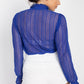 Ruffle Mock Neck Lace Top