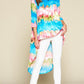 Tie-dye Venechia High Low Fashion Top With 3/4 Sleeves