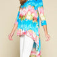 Tie-dye Venechia High Low Fashion Top With 3/4 Sleeves