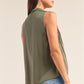 Forest Green Sleeveless Crochet Embroidered Hem Pleated Babydoll Top