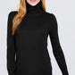 Long Sleeve With Metal Button Detail Turtle Neck Viscose Sweater