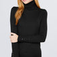 Long Sleeve With Metal Button Detail Turtle Neck Viscose Sweater