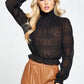 Pleated Chiffon Mock Neck Blouse