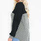 Jacquard Contrast With Drop Shoulder Long Sleeve Round Hem Top