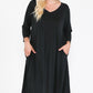 V Neck Hidden Pocket Swing Dress