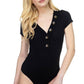 Button V-neck Bodysuit