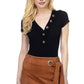 Button V-neck Bodysuit