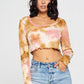 Long Sleeve Tie Dye Crop Top
