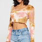 Long Sleeve Tie Dye Crop Top
